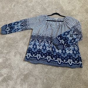 Blue Bubble sleeves top